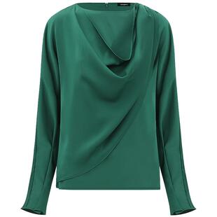 COCOBELLA设计感荡领缎面衬衫女26春气质通勤温柔优雅衬衫SR0007