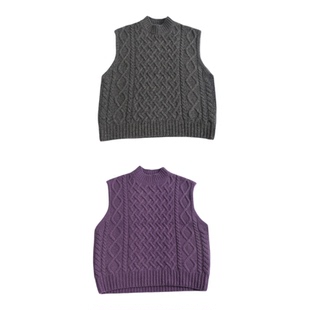 远家 纯羊毛复古绞花毛衣背心 宽松内搭外穿针织马甲 Y-551限量