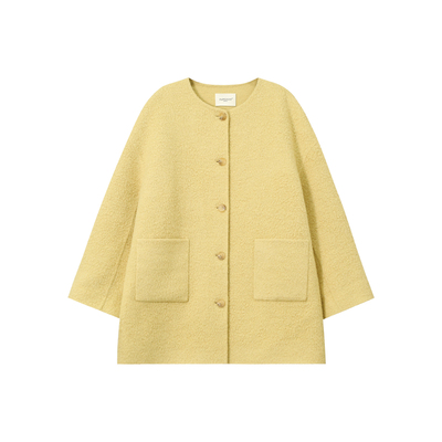 秋冬款知性风精致中长款毛呢大衣