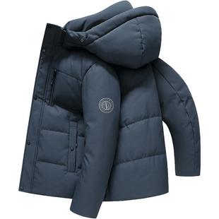 雪中飞羽绒服男短款爸爸装冬季外套2025新款加厚保暖父亲款鹅绒服