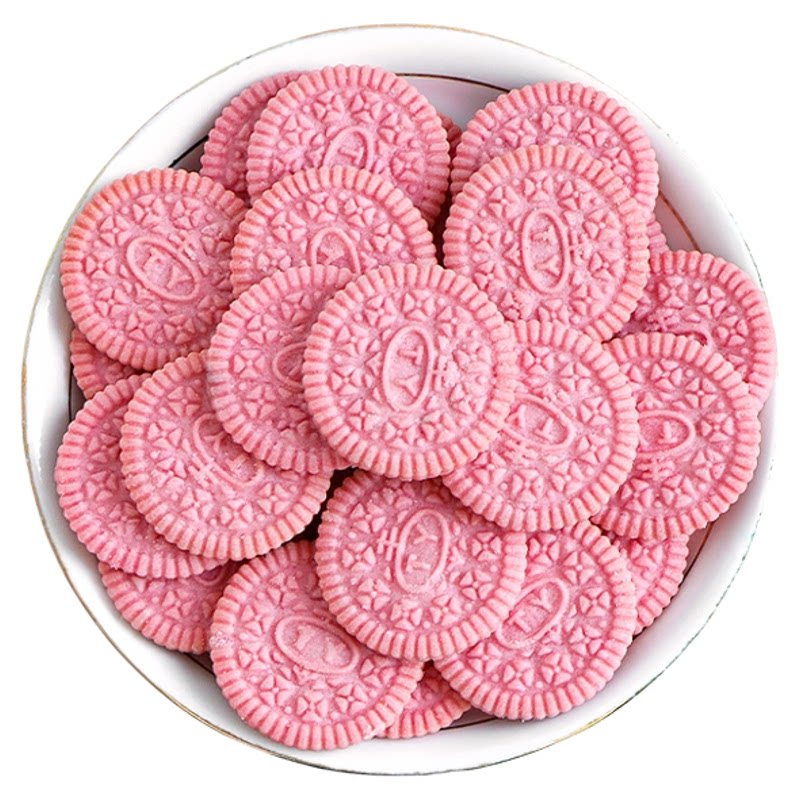 粉色樱花味烘焙圆形饼干独立装