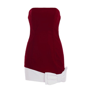 MSYOUCAN 纸醉金迷性感撞色蝴蝶结连衣裙氛围感辣妹抹胸包臀短裙