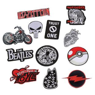 刺绣花字母骷髅鬼头布贴个性鞋帽包衣服DIY补丁朋克风格微章配饰