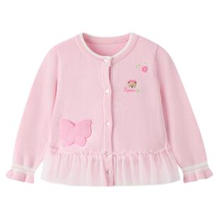 【抗静电】PawinPaw卡通小熊童装26年春夏季新款女宝宝毛衣开衫