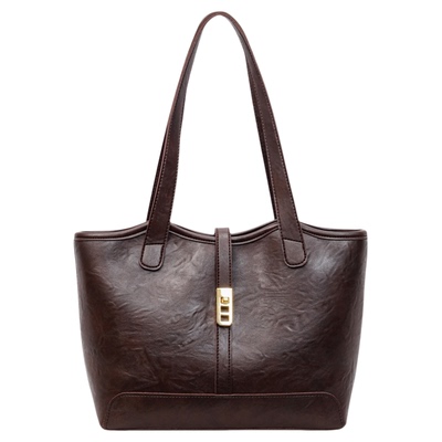 一眼爱上的复古棕托特包