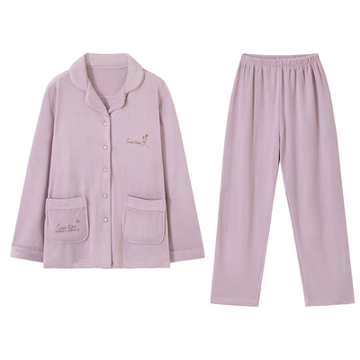 海岛绒睡衣女士秋冬季薄款珊瑚绒