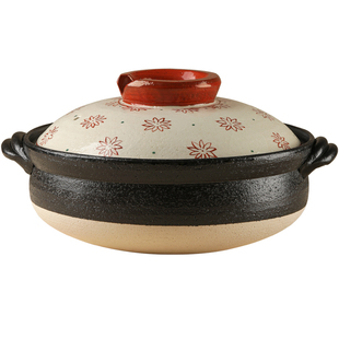内山窑日本进口陶土砂锅濑户烧手工玫瑰香炖锅煲汤干烧不裂耐高温