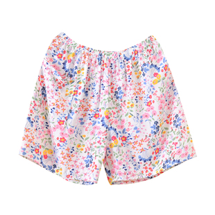 绵绸短裤女夏可外穿宽松薄款加肥加大码沙滩裤中老年人造棉睡裤