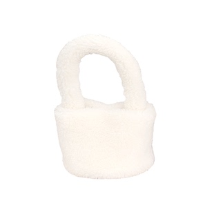 芝士商店~白色毛绒绒手提包女秋冬羊羔毛手拎包设计感可爱小包包