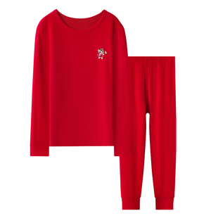 红豆居家儿童本命年红色马年内衣保暖套装中大童12岁纯棉秋衣秋裤