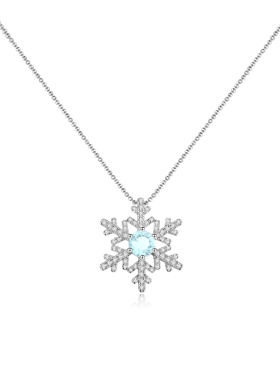 奈小鹿纯银雪花项链女天然托帕石时尚轻奢锁骨链气质小众清新吊坠
