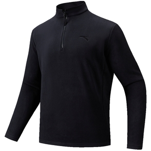 安踏摇粒绒卫衣男款半拉链立领抓绒衣冬季新款长袖套头运动上衣男