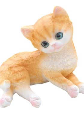 可爱小猫咪摆件大头狸花橘猫房间办公桌面装饰品园艺造景女生礼物