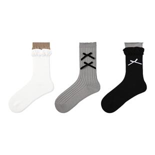 R文艺复兴芭蕾风袜子女春秋款堆堆袜24秋季棉袜miu系可爱JK中筒袜