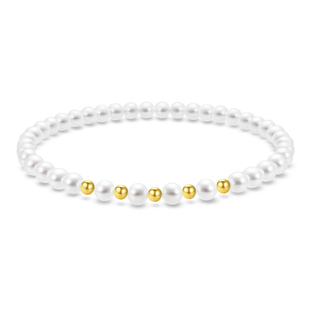 RUANS/阮仕18k金淡水珍珠弹力绳手链云朵泡芙珍珠手链叠戴搭配