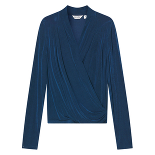 COVERINS2025年早春新品气质V领显瘦修身醋酸针织上衣女