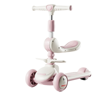巴布豆儿童滑板车1-3-6-12岁三合一宝宝溜溜可坐可骑滑滑踏板车