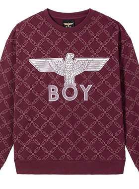 【摩登幻想】BOYLONDON新年红印花圆领情侣春时尚直筒卫衣N03900