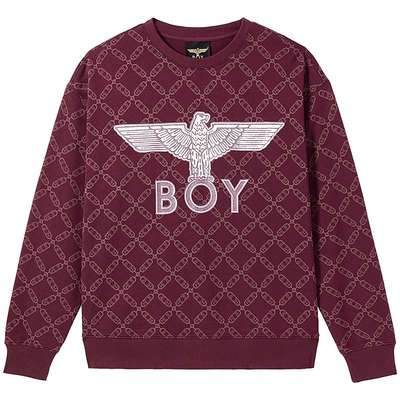 【摩登幻想】BOYLONDON新年红印花圆领情侣春时尚直筒卫衣N03900