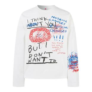 阿荒与阿卤*美式复古手绘稿爱心涂鸦情侣华夫格长袖T恤圆领设计