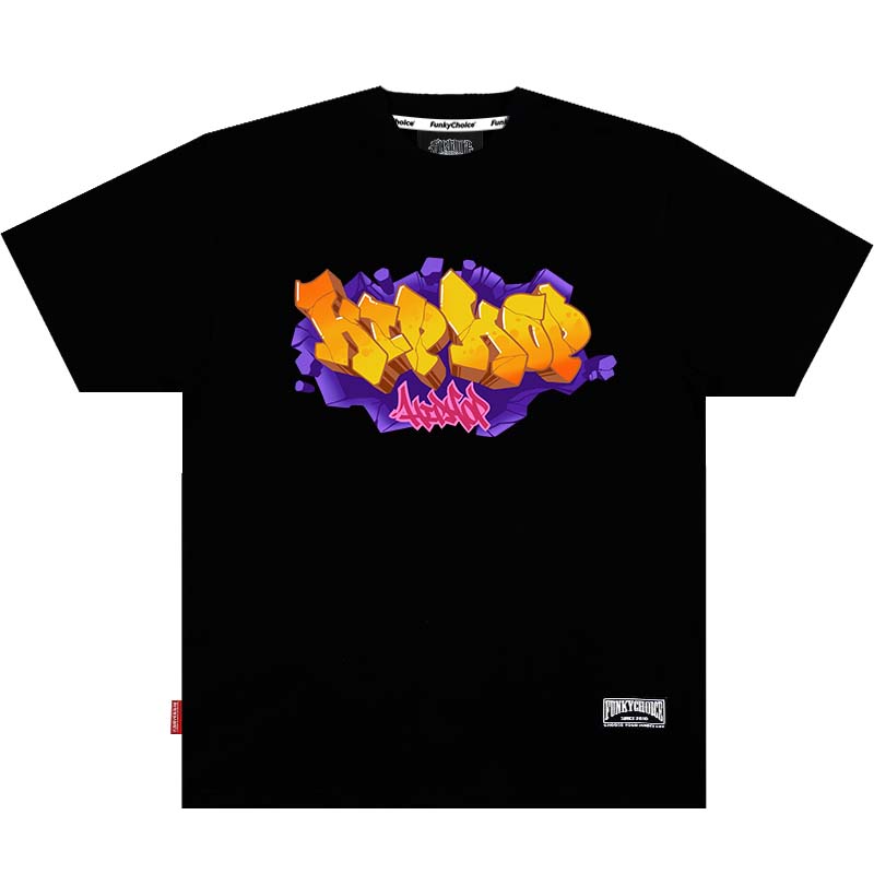 FunkyChoice原创美式潮牌街头hiphop印花短袖体恤嘻哈街舞涂鸦T恤