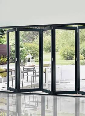 窄边折叠门家用卫生间隔断铝合金折叠门推拉双向折叠门玻璃移动门