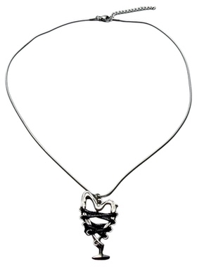 暗黑金属心形缠绕吊坠项链