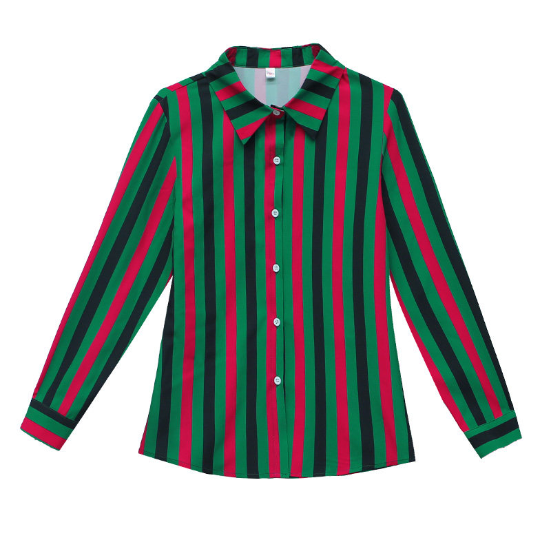 条纹衬衫女士长袖2025秋季新款中年女装洋气上衣妈妈显瘦雪纺衬衣