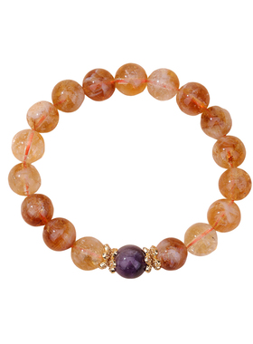 天然5A黄塔晶紫水晶草莓晶手串