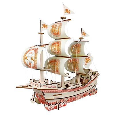 木质立体拼图明朝古帆船拼装模型