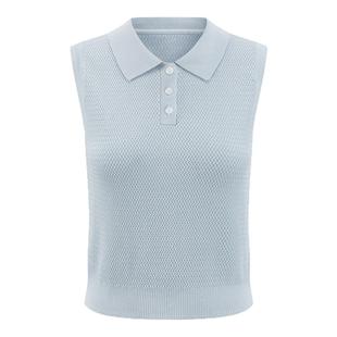 DTLANDO/商场同款25夏新品浅蓝色无袖针织面料叠穿马甲上衣