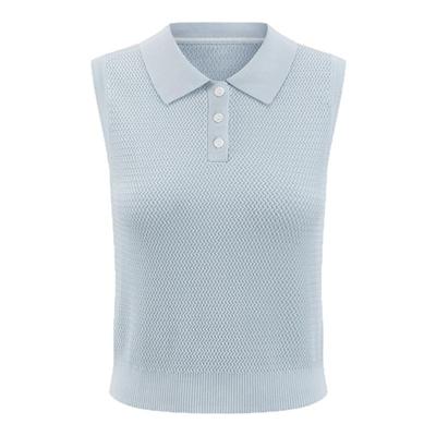 DTLANDO/商场同款25夏新品浅蓝色无袖针织面料叠穿马甲上衣