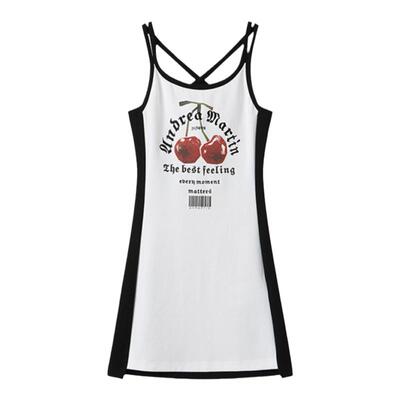 ANDREAMARTIN撞色印花刺绣吊带裙