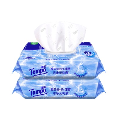 Tempo得宝可冲散柔厚湿厕纸