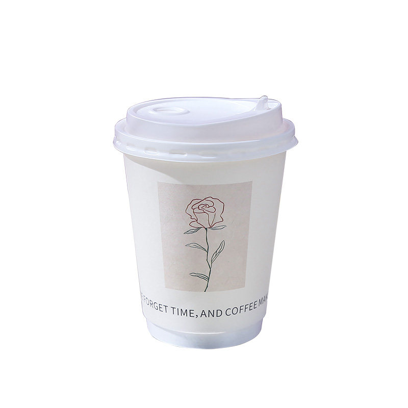 400ml双层中空奶茶咖啡杯带盖子