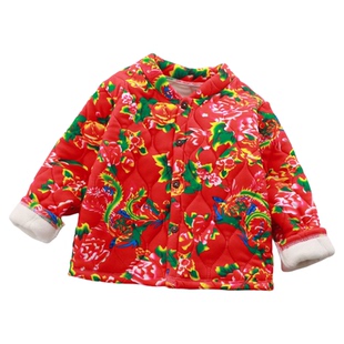 东北大花袄儿童加厚花棉袄2025冬中国风男女童加绒保暖红大花棉服