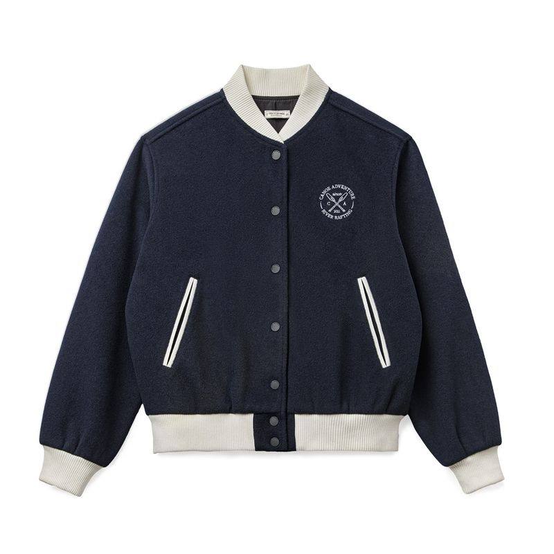 美式学院风棒球服撞色刺绣外套