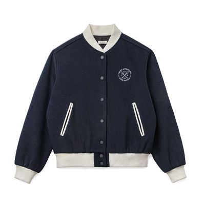 美式学院风棒球服撞色刺绣外套