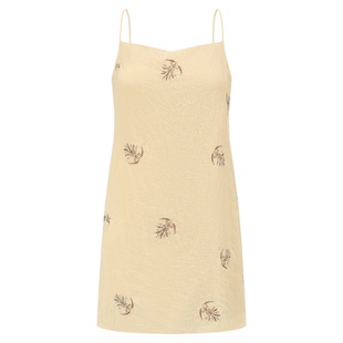 【设计师女装】ODTD26春夏新款麻感珠绣宽松吊带上衣女海滩游牧风