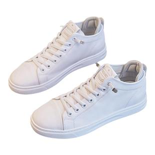 头层牛皮高帮小白鞋女2025新款春秋真皮平底运动女鞋韩版休闲板鞋