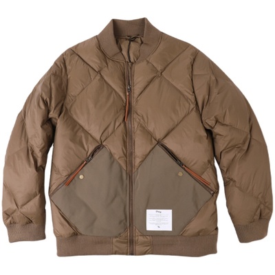 菱形短款羽绒服棒球领