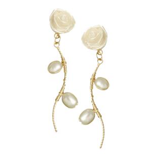 SPECIAL养耳洞耳钉小众设计感耳环山茶花珍珠耳饰女手工2026礼物