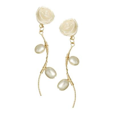 special山茶花珍珠手工耳钉女