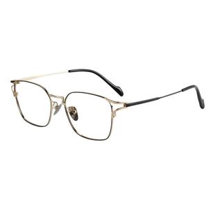 木川147MM近视眼镜男复古超轻钛架黑金色大脸镜框可配度数防蓝光