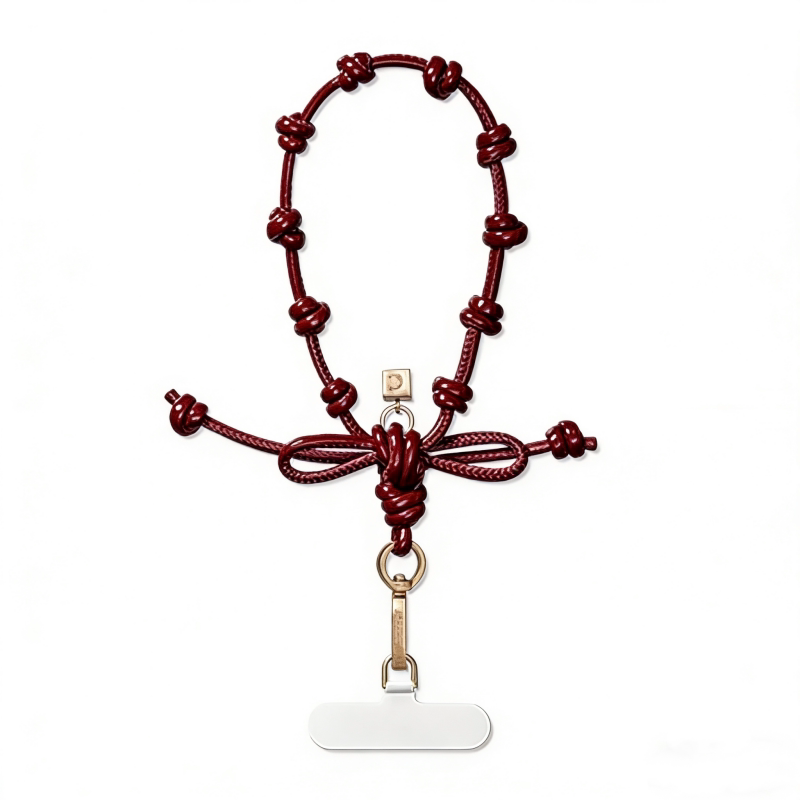 红色蝴蝶结腕带手机链挂饰钥匙圈包包手机链短款百搭DIY挂绳女