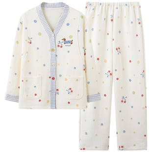 猫人孕妇睡衣女款纯棉秋冬季加厚产后哺乳期居家夹棉月子服可外穿