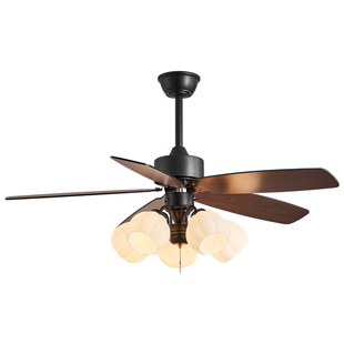 中古奶油风吊扇灯风扇灯客厅餐厅变频大风力美式复古侘寂风电扇灯