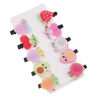 可爱卡通水果冰淇淋儿童发夹女孩刘海侧边碎发小夹子头饰彩色发卡