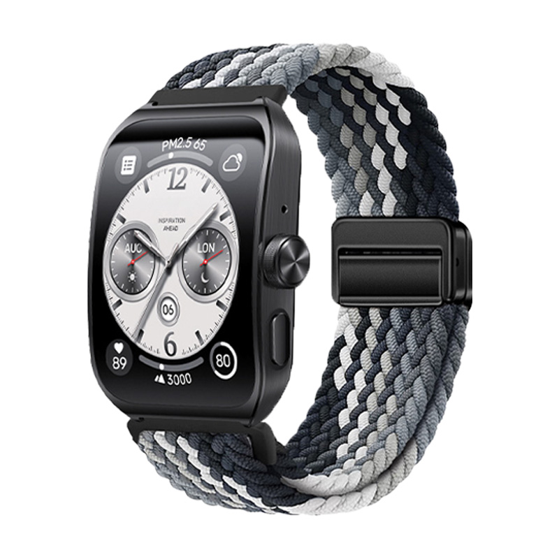 适用于oppowatch4pro表带编织磁吸扣OPPOWatch3Pro/3/SE表带尼龙腕带watch2替换智能手表带男士46mm弹力透气