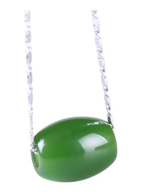 新疆绿色吊坠菠菜绿路路通转运珠配925银链女款百搭玉坠挂坠包邮